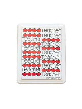 11980s Vintage Enesco Teacher Metal Tin with Red Apples